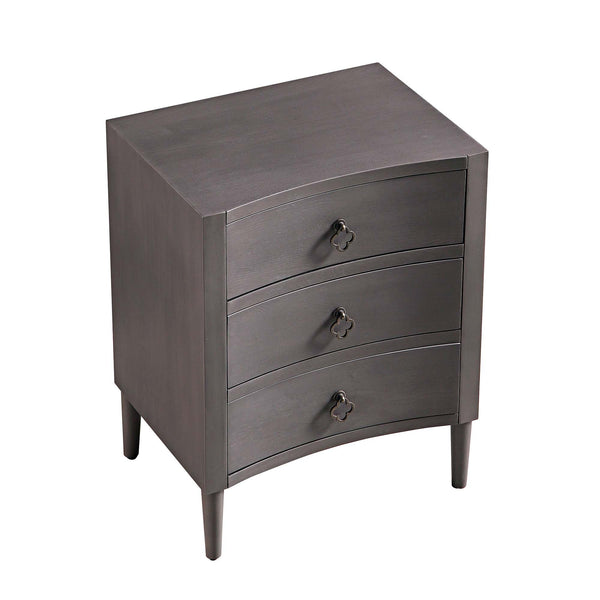 Thalia Concave 3 Drawer Nightstand, Silver Oak