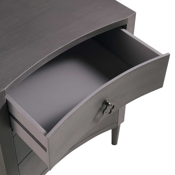 Thalia Concave 3 Drawer Nightstand, Silver Oak