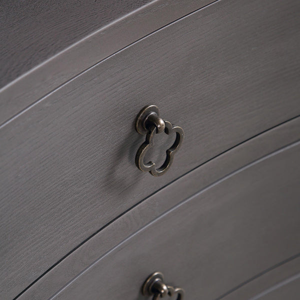 Thalia Concave 3 Drawer Nightstand, Silver Oak