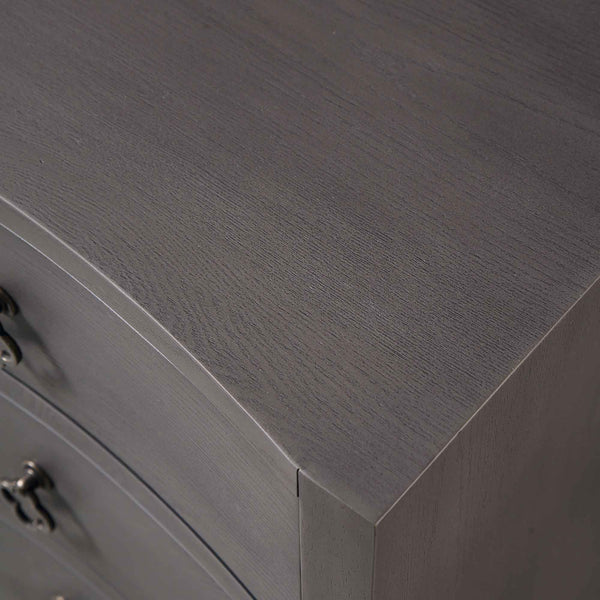 Thalia Concave 3 Drawer Nightstand, Silver Oak