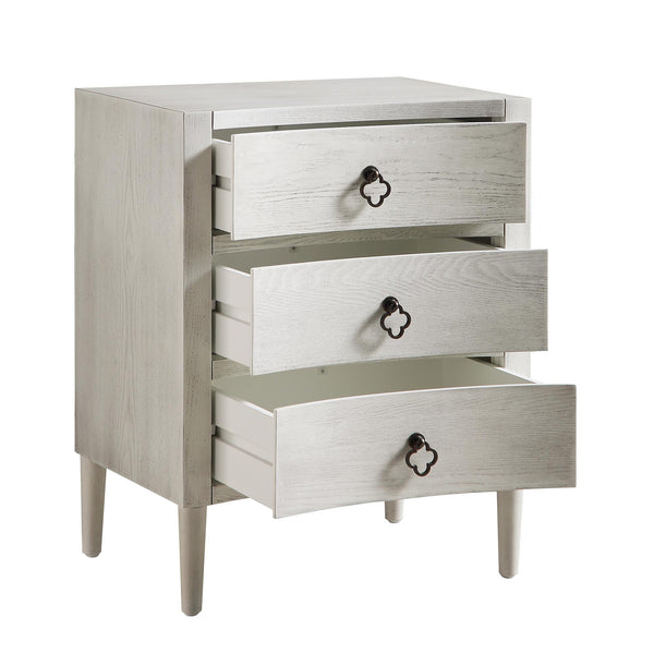 Thalia Concave 3 Drawer Nightstand, Washed White