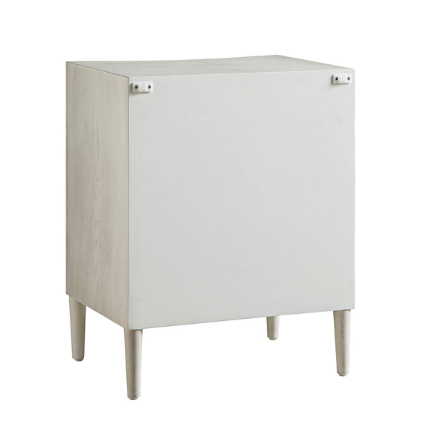 Thalia Concave 3 Drawer Nightstand, Washed White