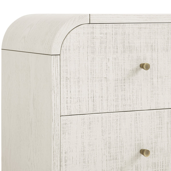 Maude 2 Drawer Nightstand, Washed White Ash with Raffia