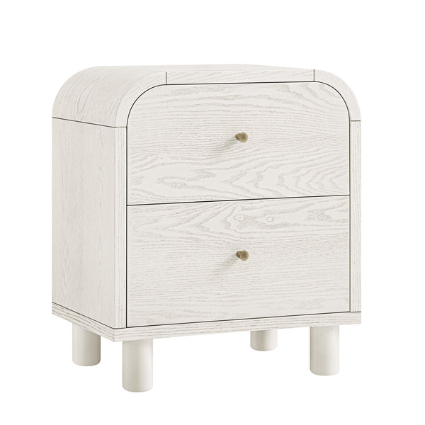 Maude 2 Drawer Nightstand, Washed White Ash