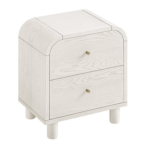 Maude 2 Drawer Nightstand, Washed White Ash