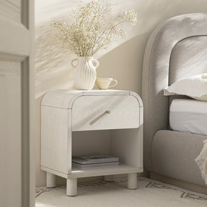 Maude 1 Drawer Nightstand, Washed White Ash