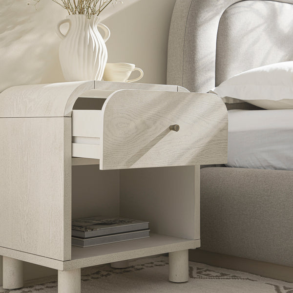 Maude 1 Drawer Nightstand, Washed White Ash