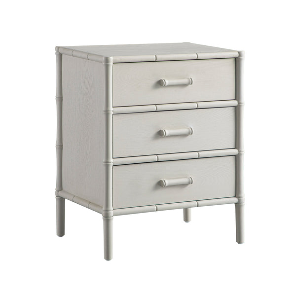Elstowe Faux Bamboo 3-Drawer Nightstand, Shaded White