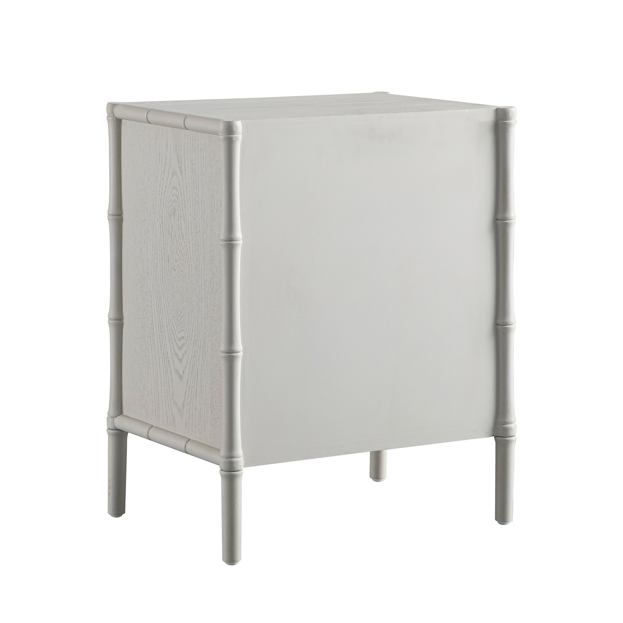 Elstowe Faux Bamboo 3-Drawer Nightstand, Shaded White