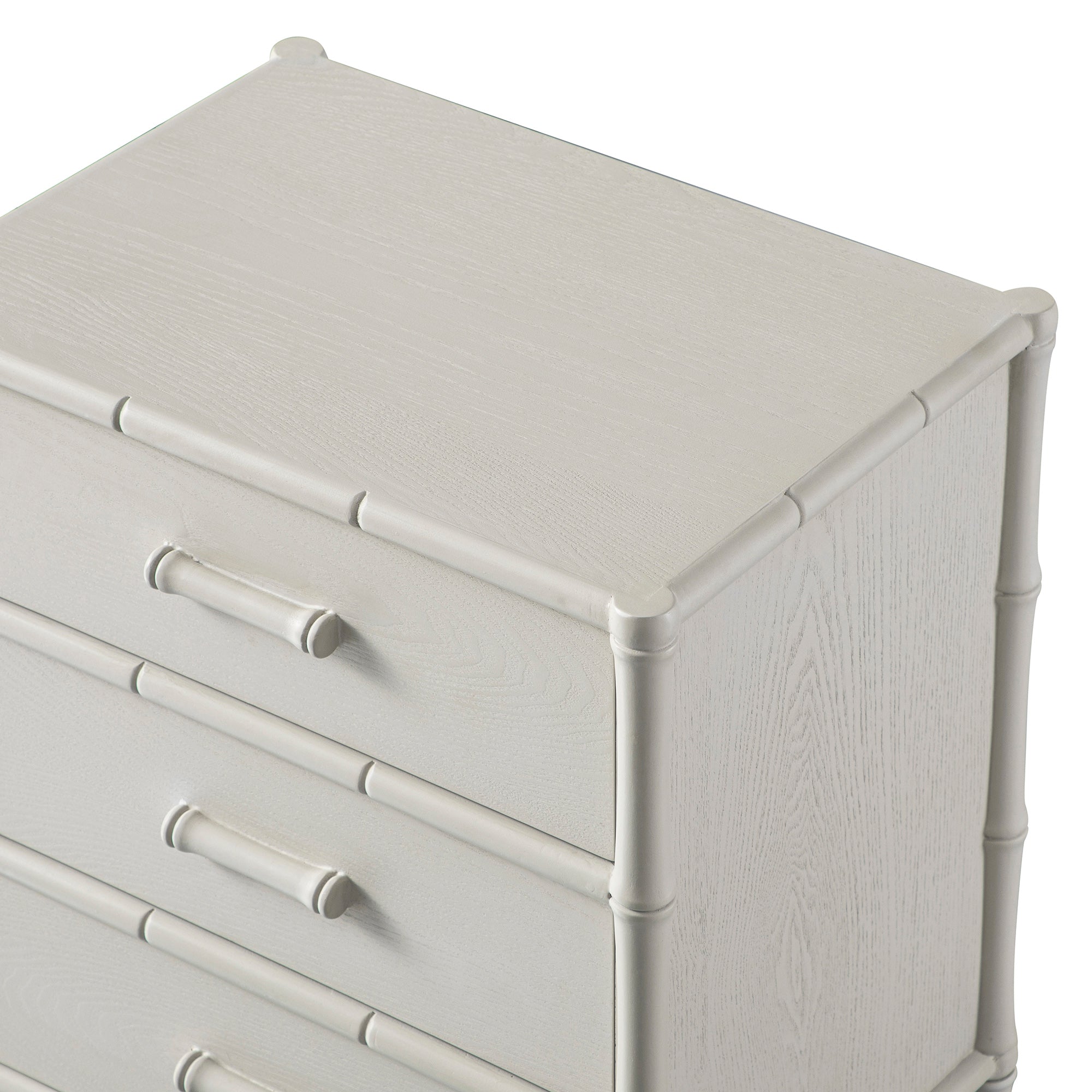 Elstowe Faux Bamboo 3-Drawer Nightstand, Shaded White