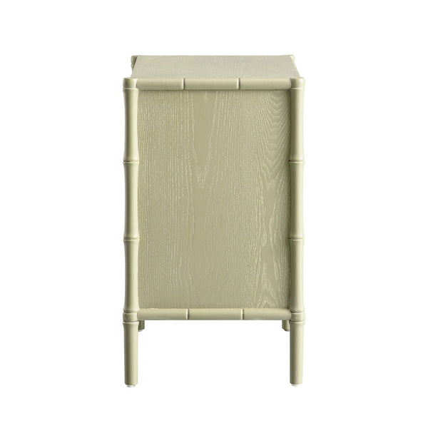 Elstowe Faux Bamboo 3-Drawer Nightstand, Sage Green