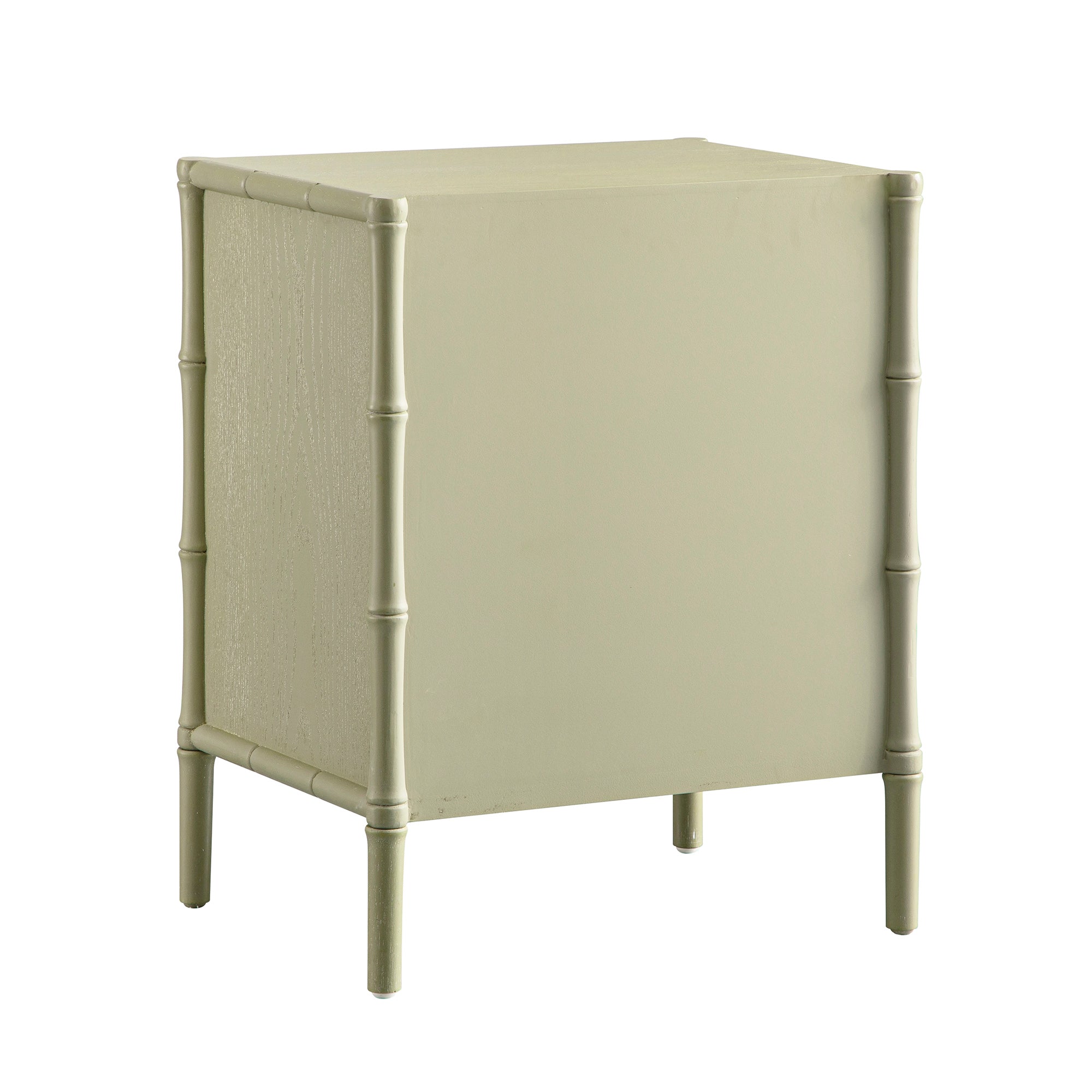 Elstowe Faux Bamboo 3-Drawer Nightstand, Sage Green