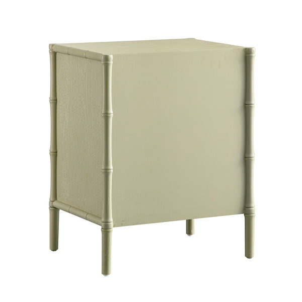 Elstowe Faux Bamboo 3-Drawer Nightstand, Sage Green