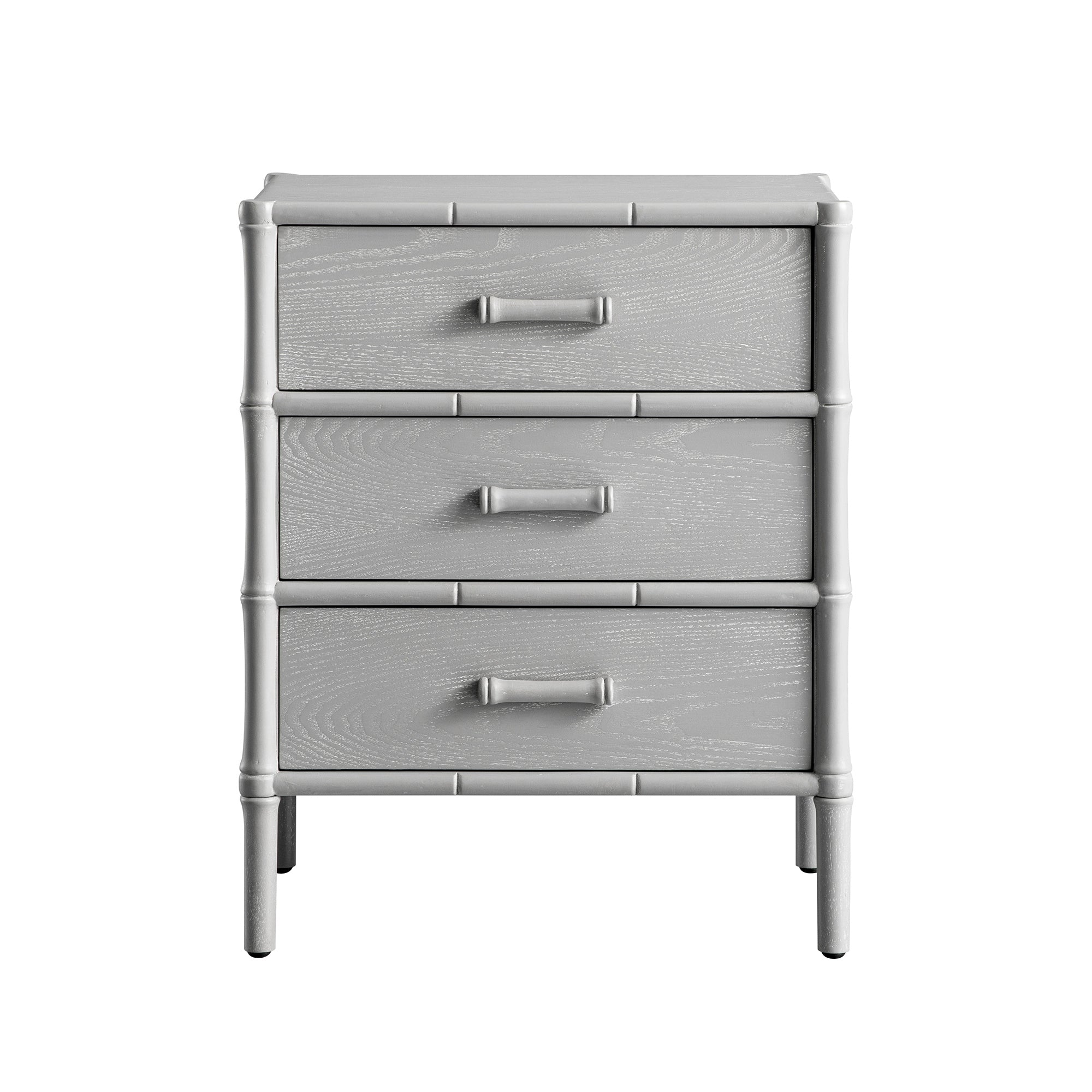 Elstowe Faux Bamboo 3-Drawer Nightstand, Warm Gray