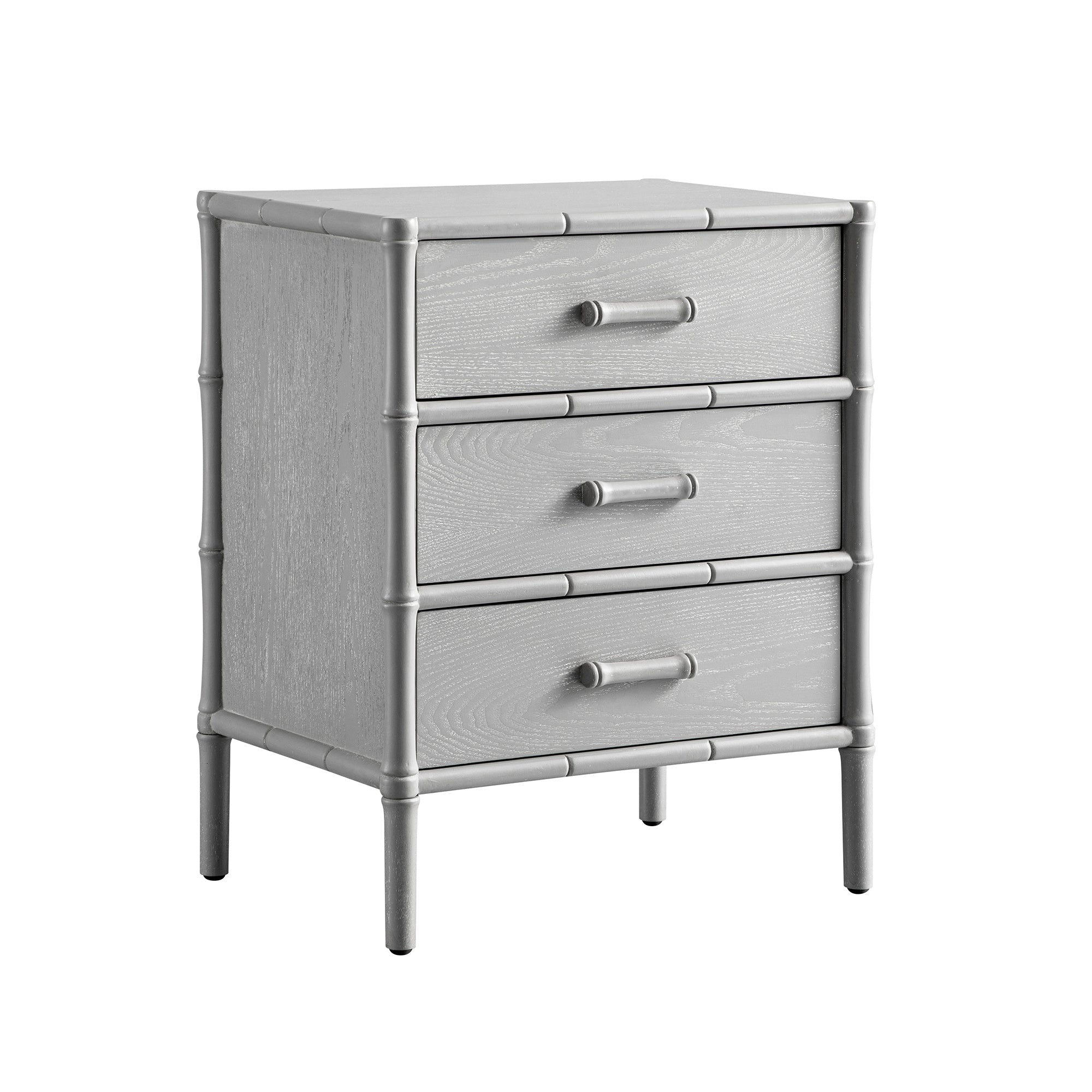 Elstowe Faux Bamboo 3-Drawer Nightstand, Warm Gray