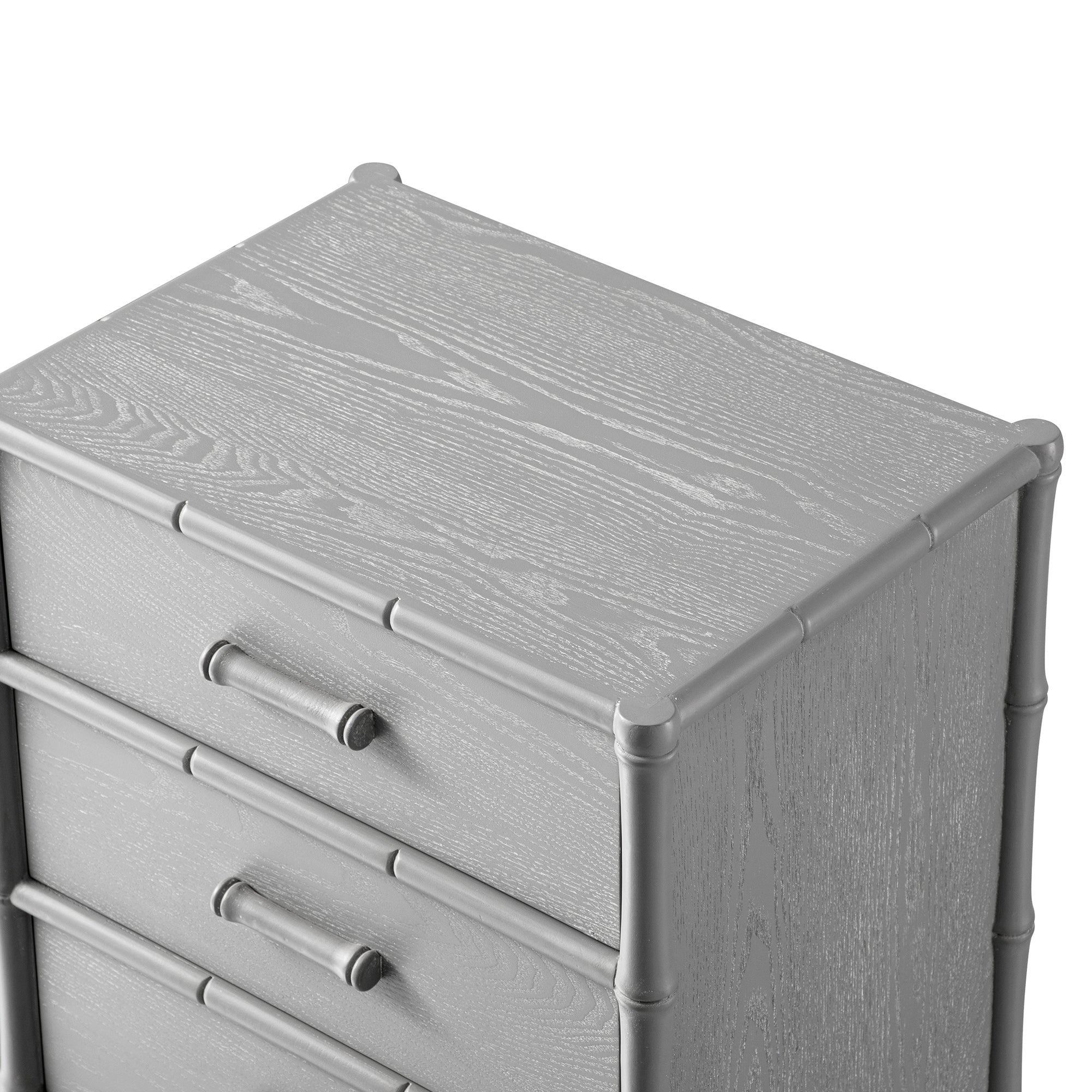 Elstowe Faux Bamboo 3-Drawer Nightstand, Warm Gray