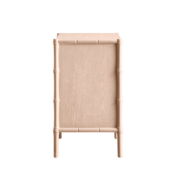Elstowe Faux Bamboo 3-Drawer Nightstand, Nude Pink