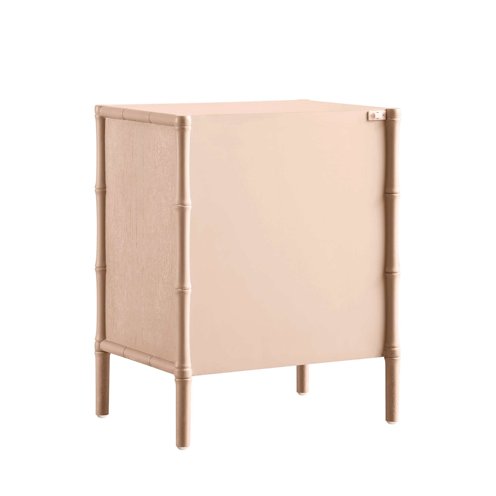 Elstowe Faux Bamboo 3-Drawer Nightstand, Nude Pink