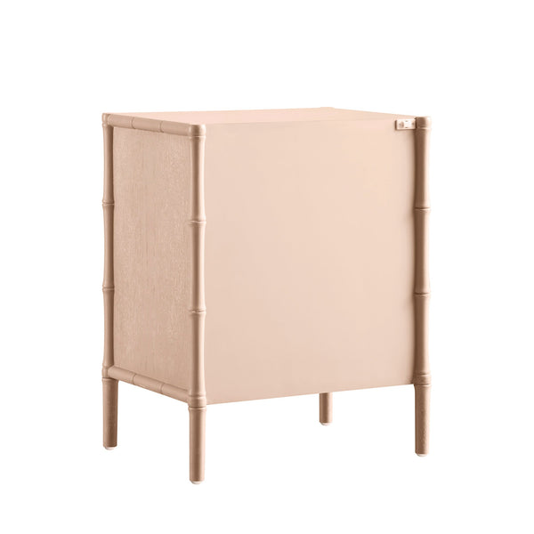 Elstowe Faux Bamboo 3-Drawer Nightstand, Nude Pink