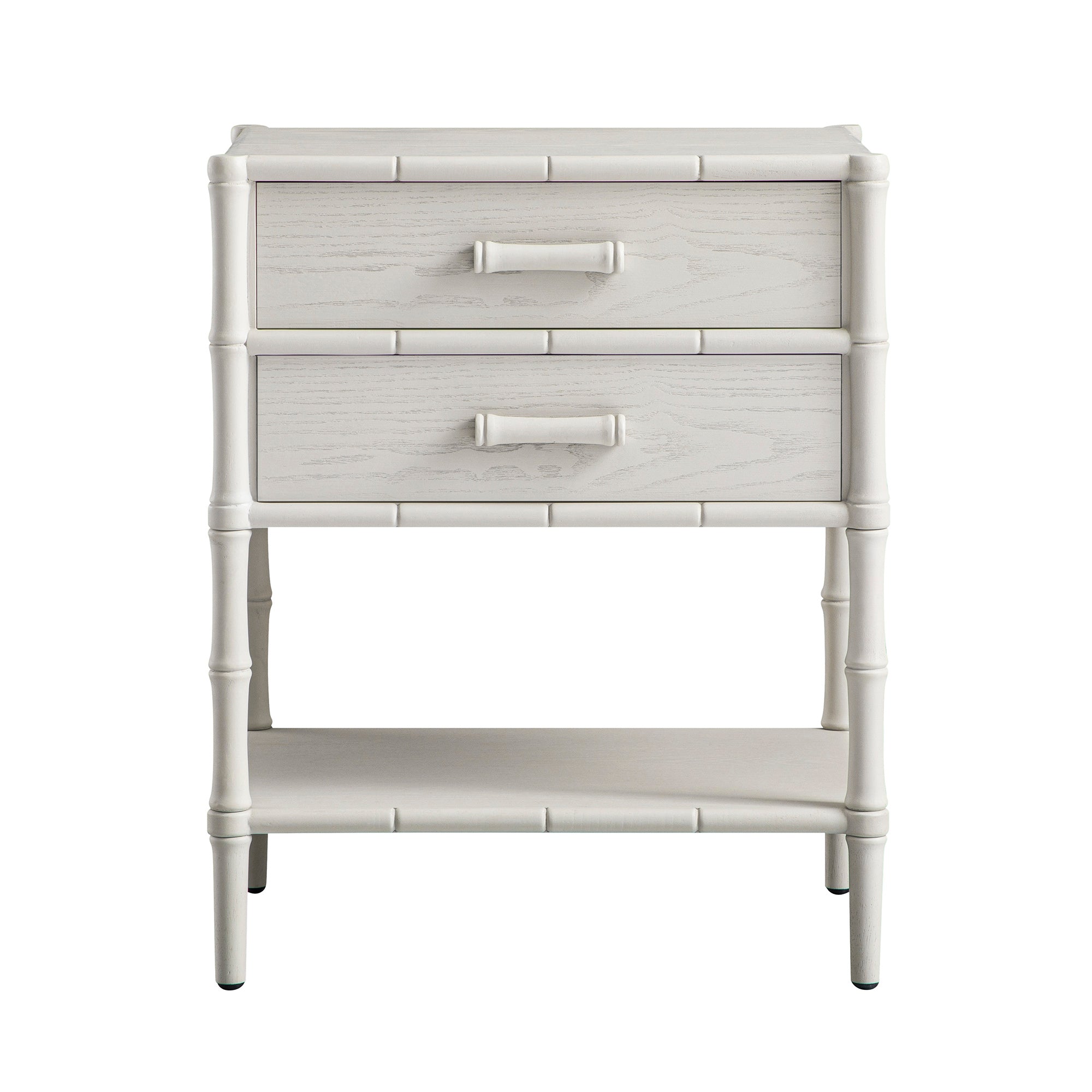 Elstowe Faux Bamboo 2-Drawer Nightstand, Shaded White