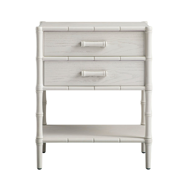 Elstowe Faux Bamboo 2-Drawer Nightstand, Shaded White