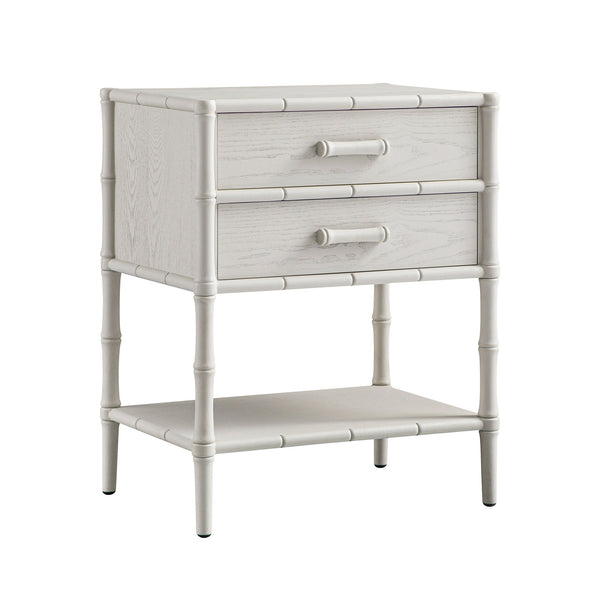 Elstowe Faux Bamboo 2-Drawer Nightstand, Shaded White