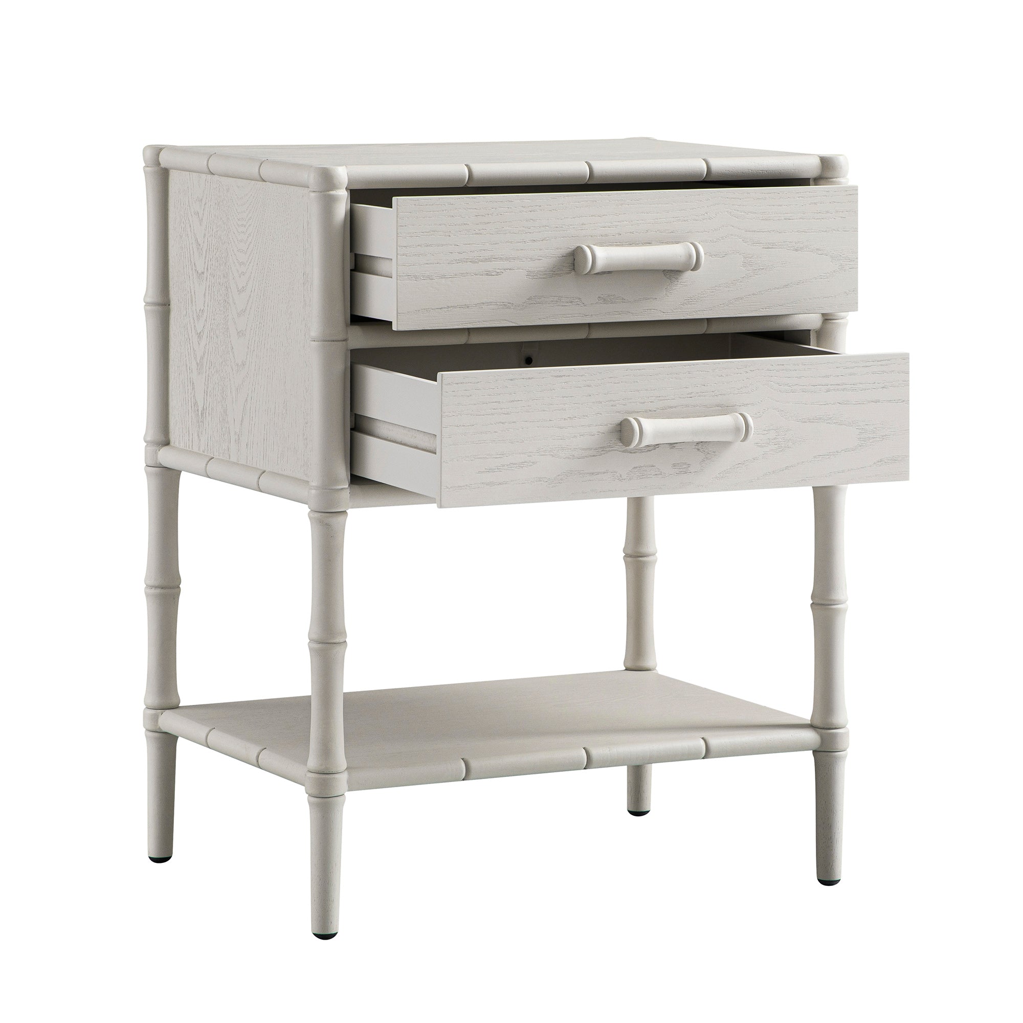 Elstowe Faux Bamboo 2-Drawer Nightstand, Shaded White