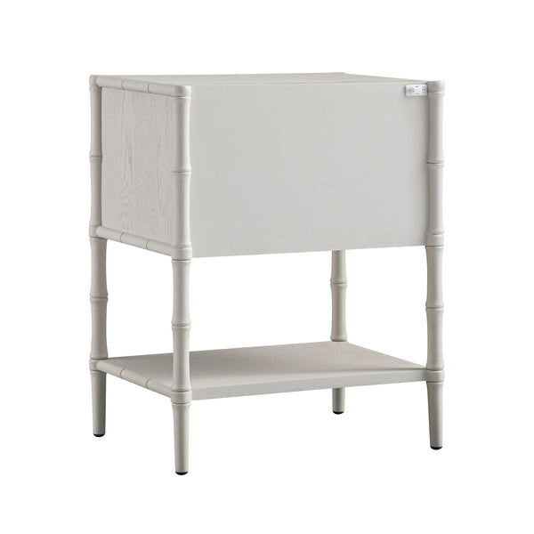 Elstowe Faux Bamboo 2-Drawer Nightstand, Shaded White