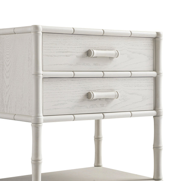 Elstowe Faux Bamboo 2-Drawer Nightstand, Shaded White
