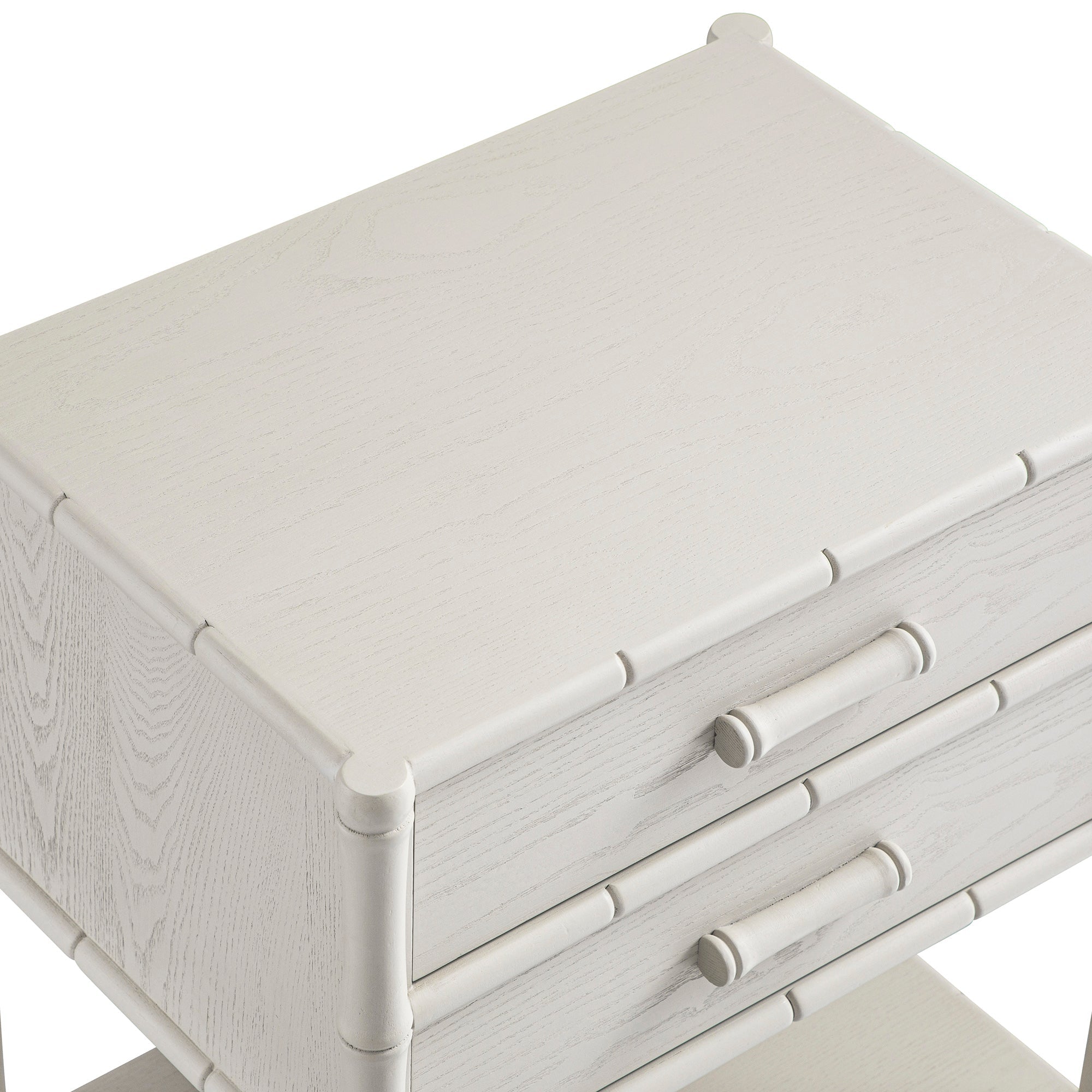Elstowe Faux Bamboo 2-Drawer Nightstand, Shaded White