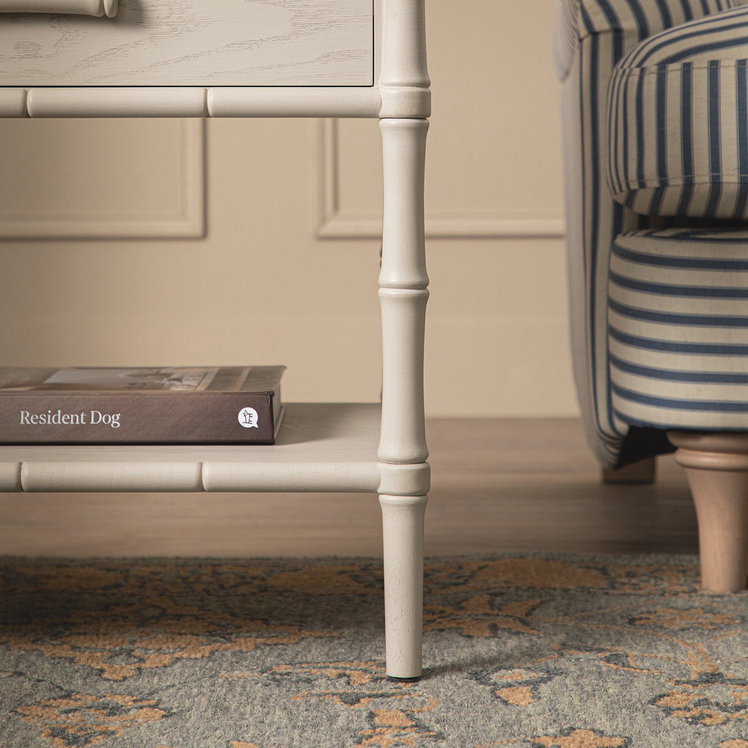 Elstowe Faux Bamboo 2-Drawer Nightstand, Shaded White