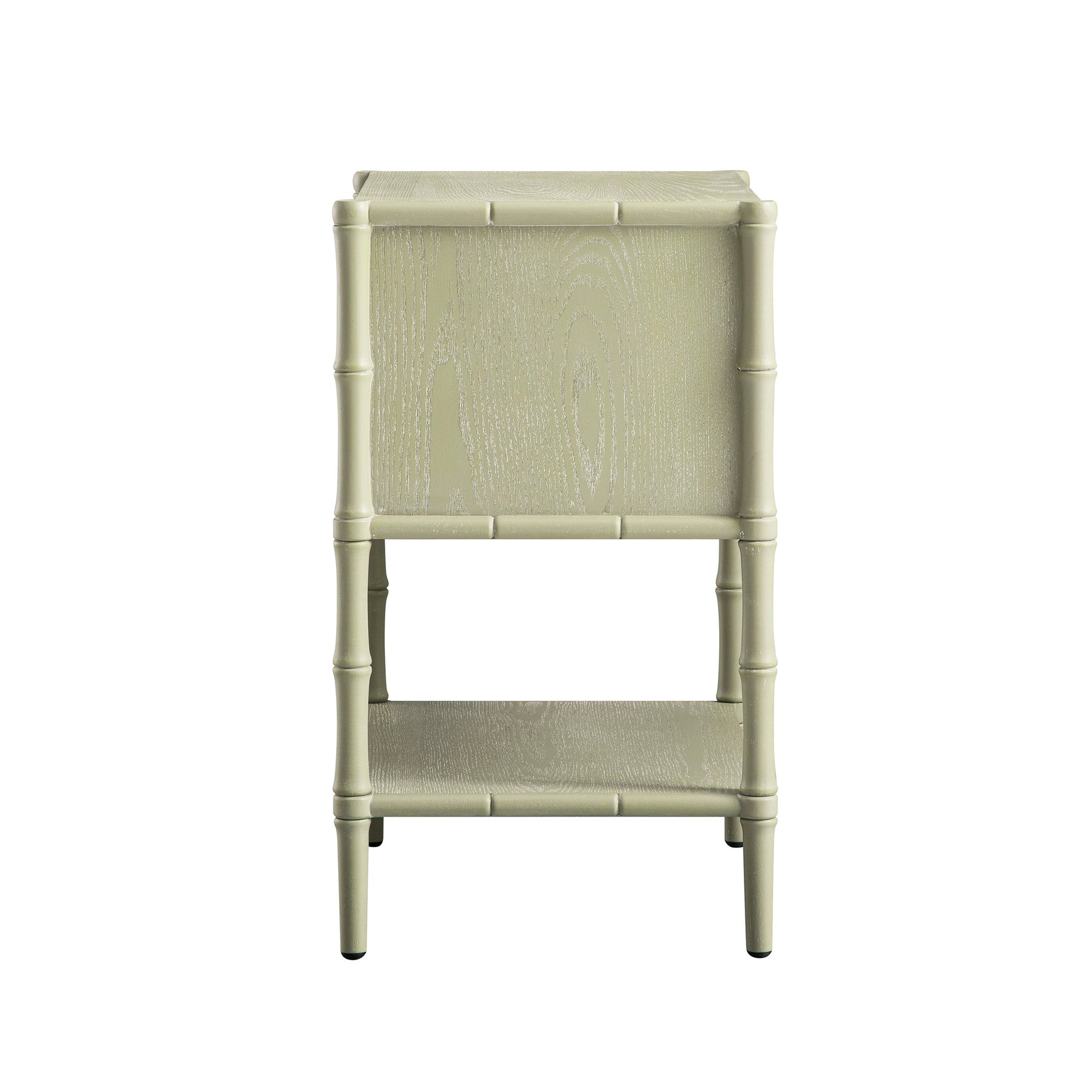 Elstowe Faux Bamboo 2-Drawer Nightstand, Sage Green