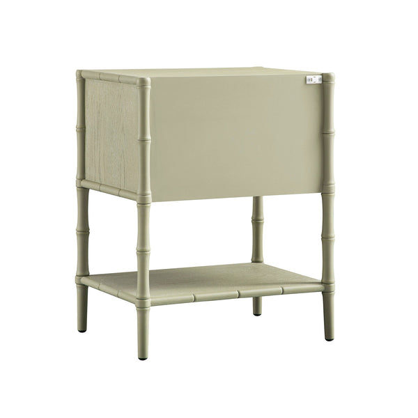 Elstowe Faux Bamboo 2-Drawer Nightstand, Sage Green