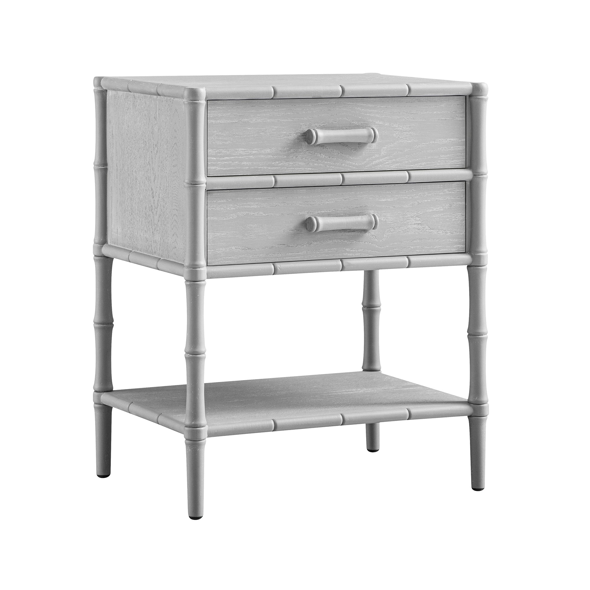 Elstowe Faux Bamboo 2-Drawer Nightstand, Warm Gray