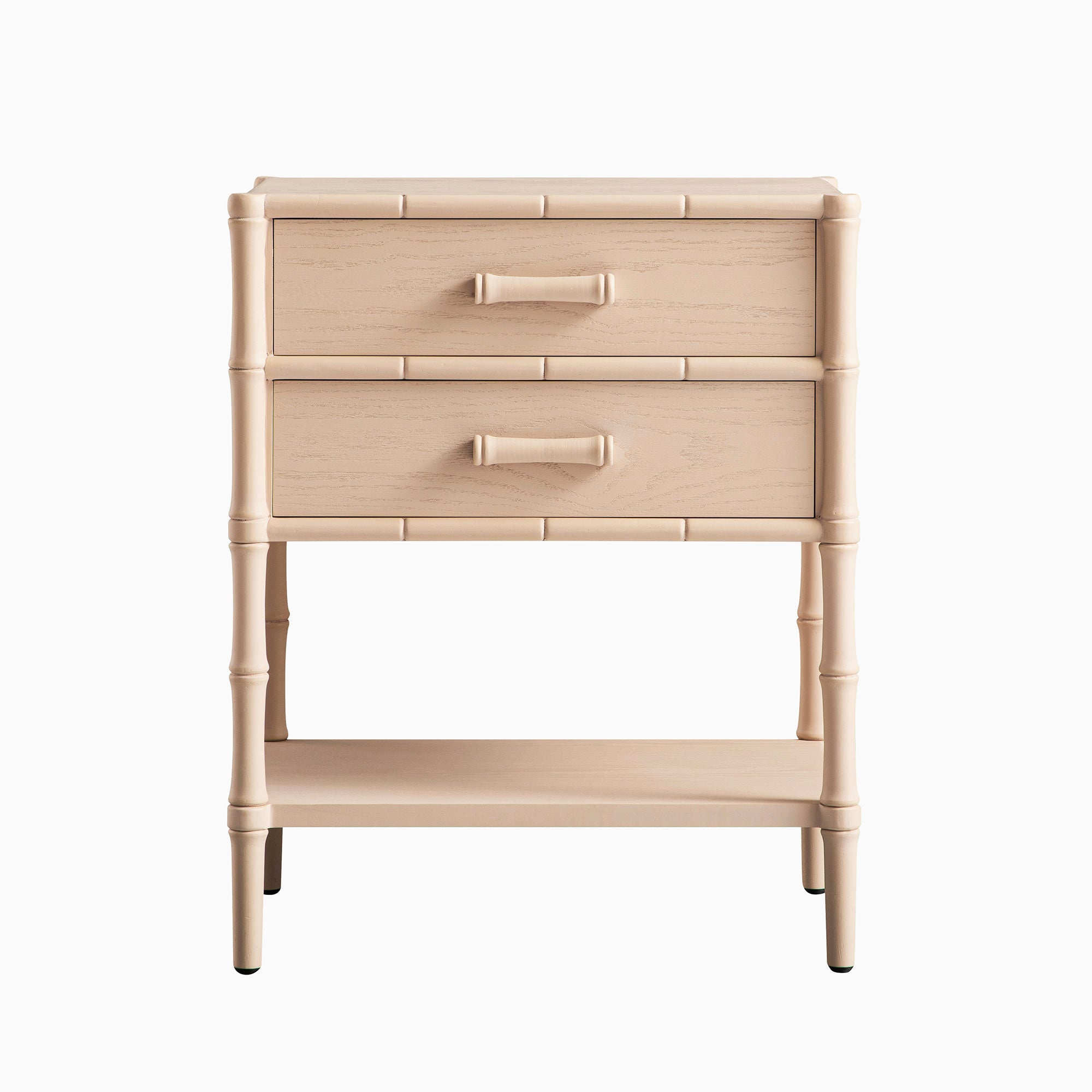 Elstowe Faux Bamboo 2-Drawer Nightstand, Nude Pink