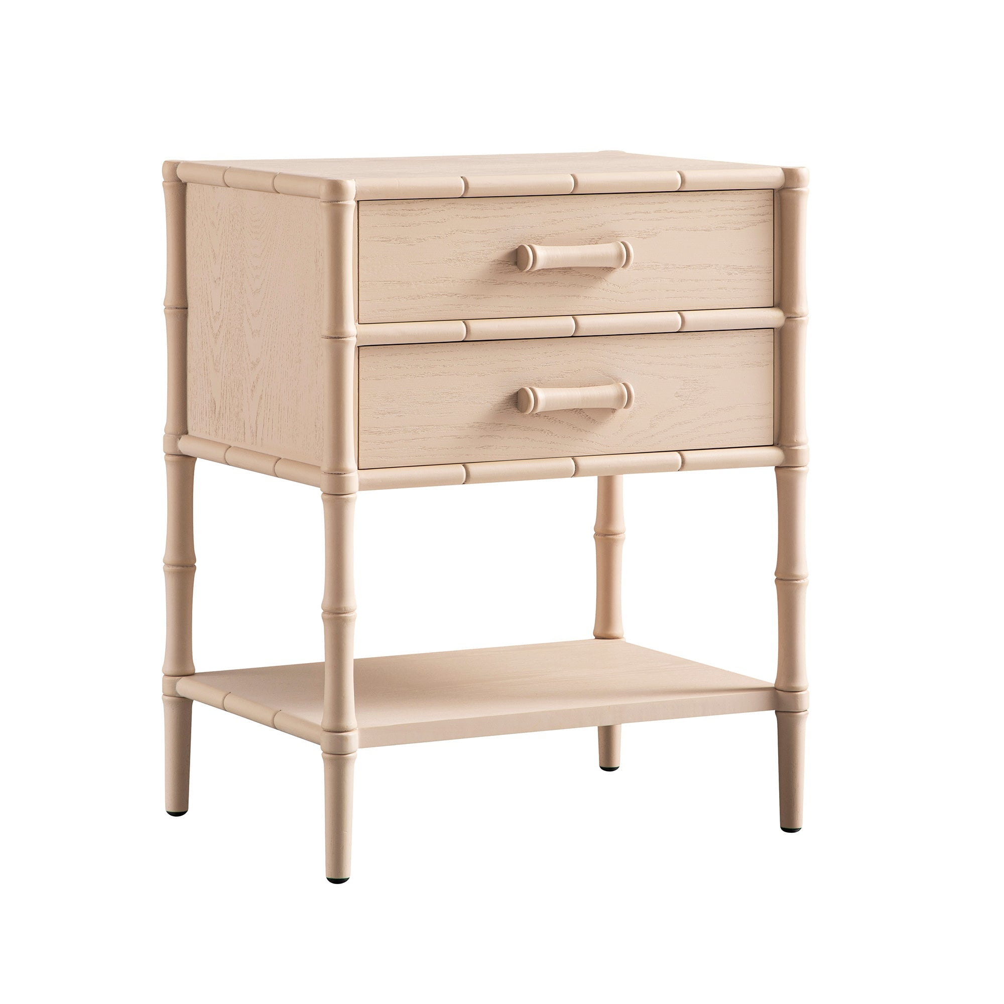 Elstowe Faux Bamboo 2-Drawer Nightstand, Nude Pink