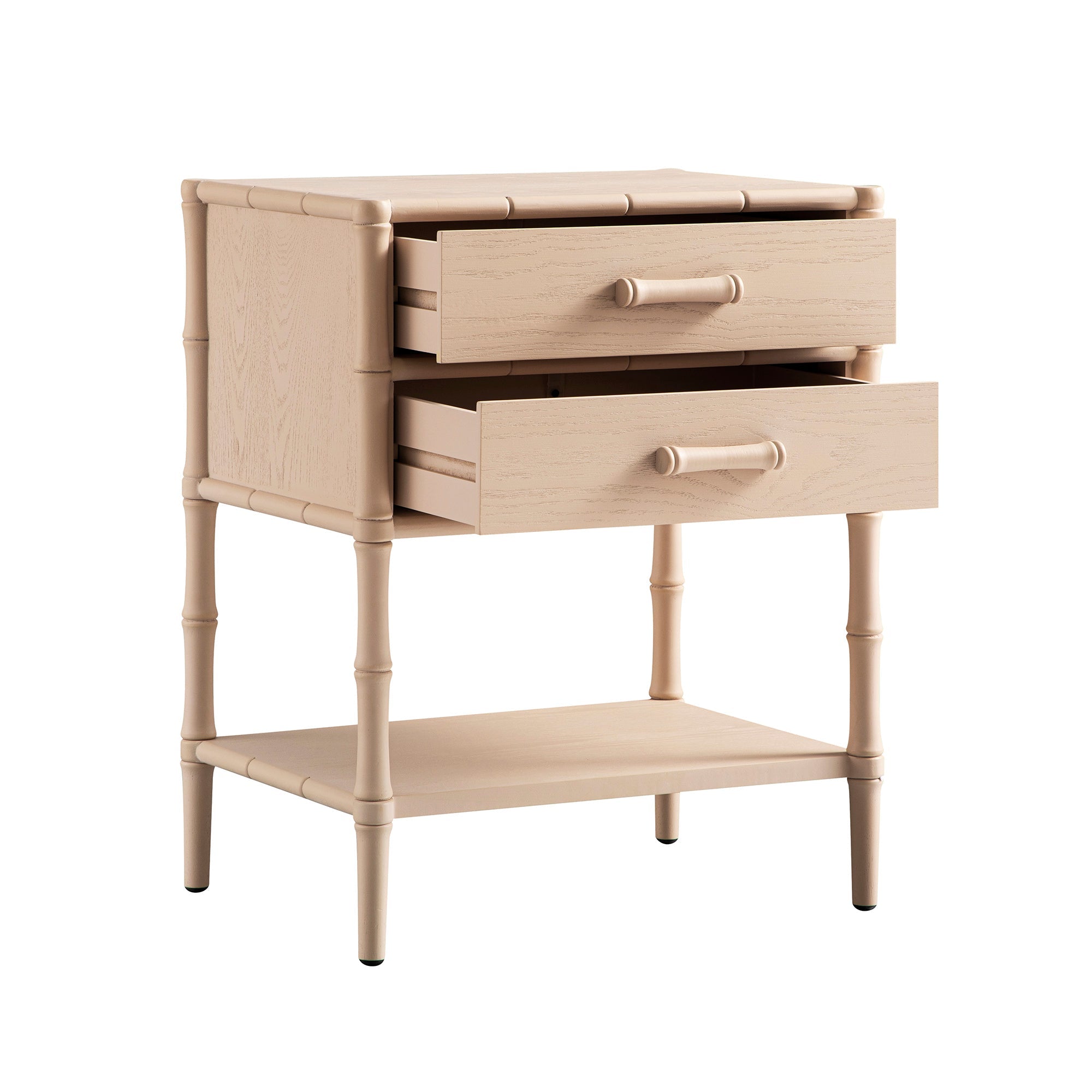 Elstowe Faux Bamboo 2-Drawer Nightstand, Nude Pink