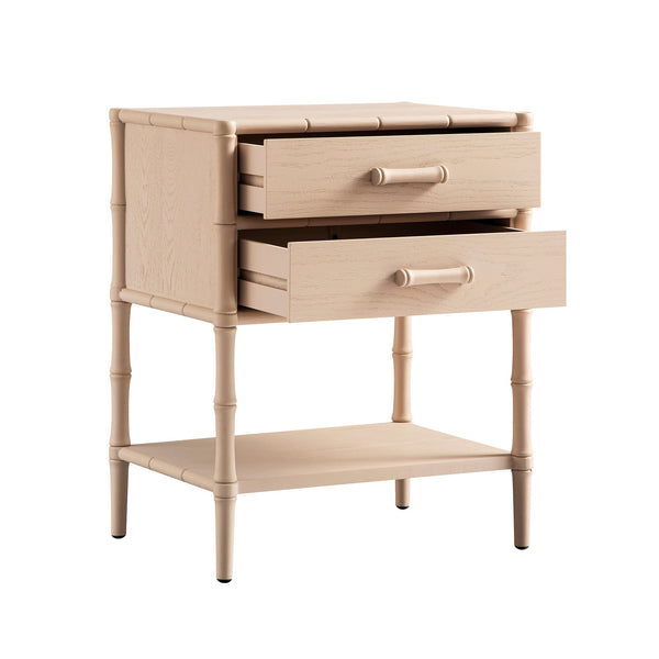 Elstowe Faux Bamboo 2-Drawer Nightstand, Nude Pink