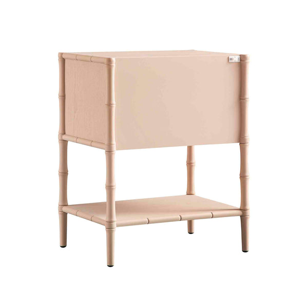 Elstowe Faux Bamboo 2-Drawer Nightstand, Nude Pink