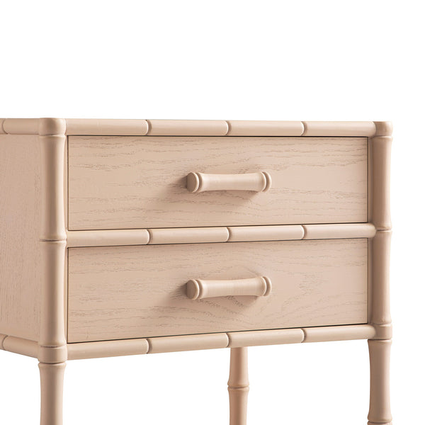 Elstowe Faux Bamboo 2-Drawer Nightstand, Nude Pink
