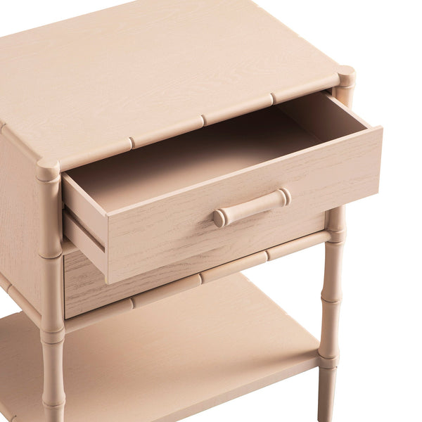 Elstowe Faux Bamboo 2-Drawer Nightstand, Nude Pink
