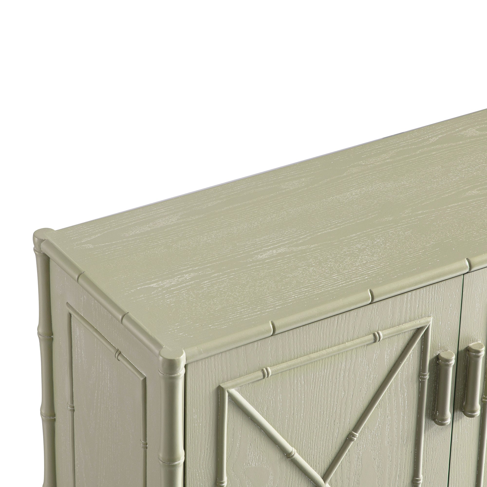 Elstowe Faux Bamboo Small Sideboard, Sage Green