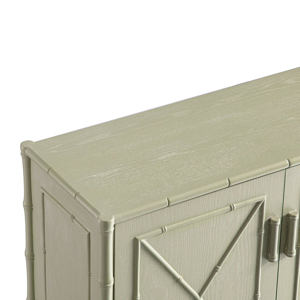 Elstowe Faux Bamboo Small Sideboard, Sage Green