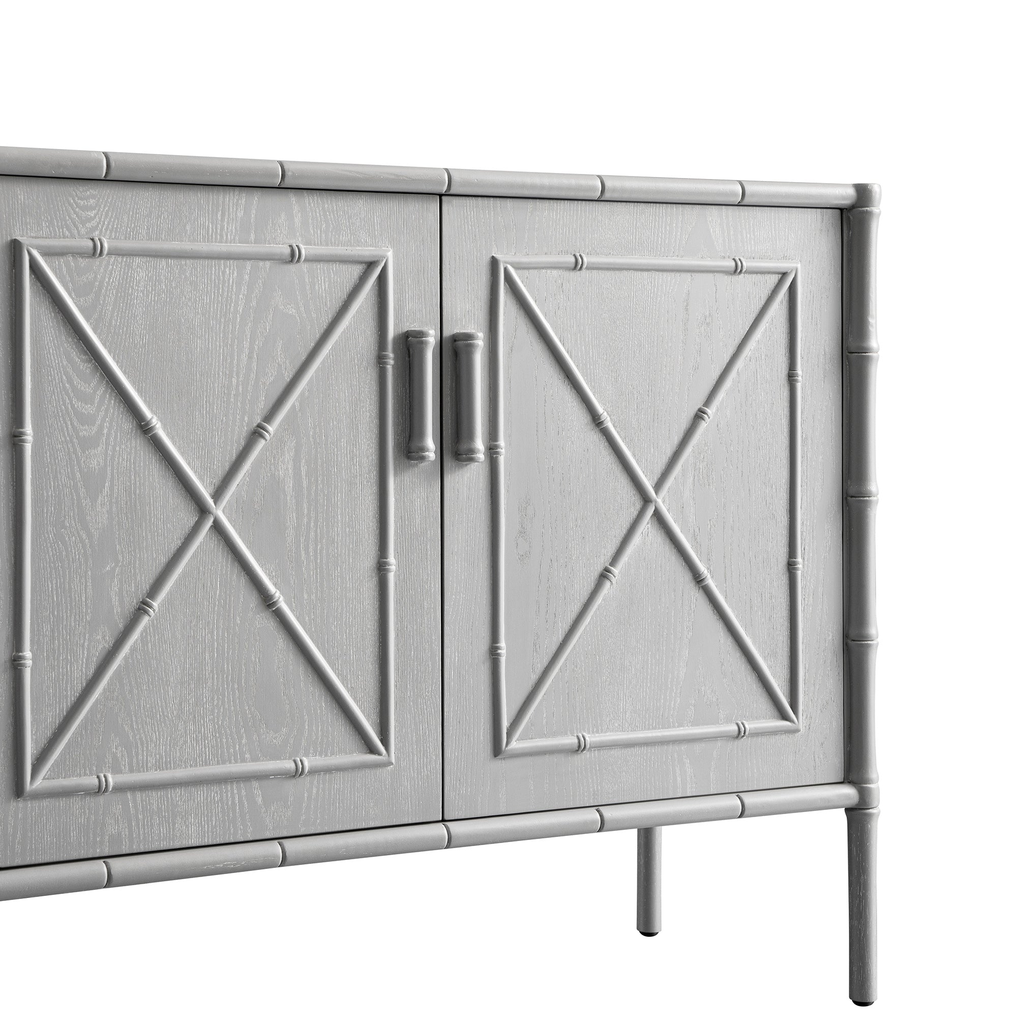 Elstowe Faux Bamboo Small Sideboard, Warm Gray