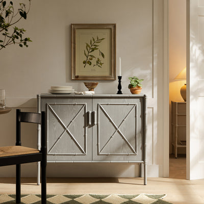 Elstowe Faux Bamboo Small Sideboard, Warm Gray