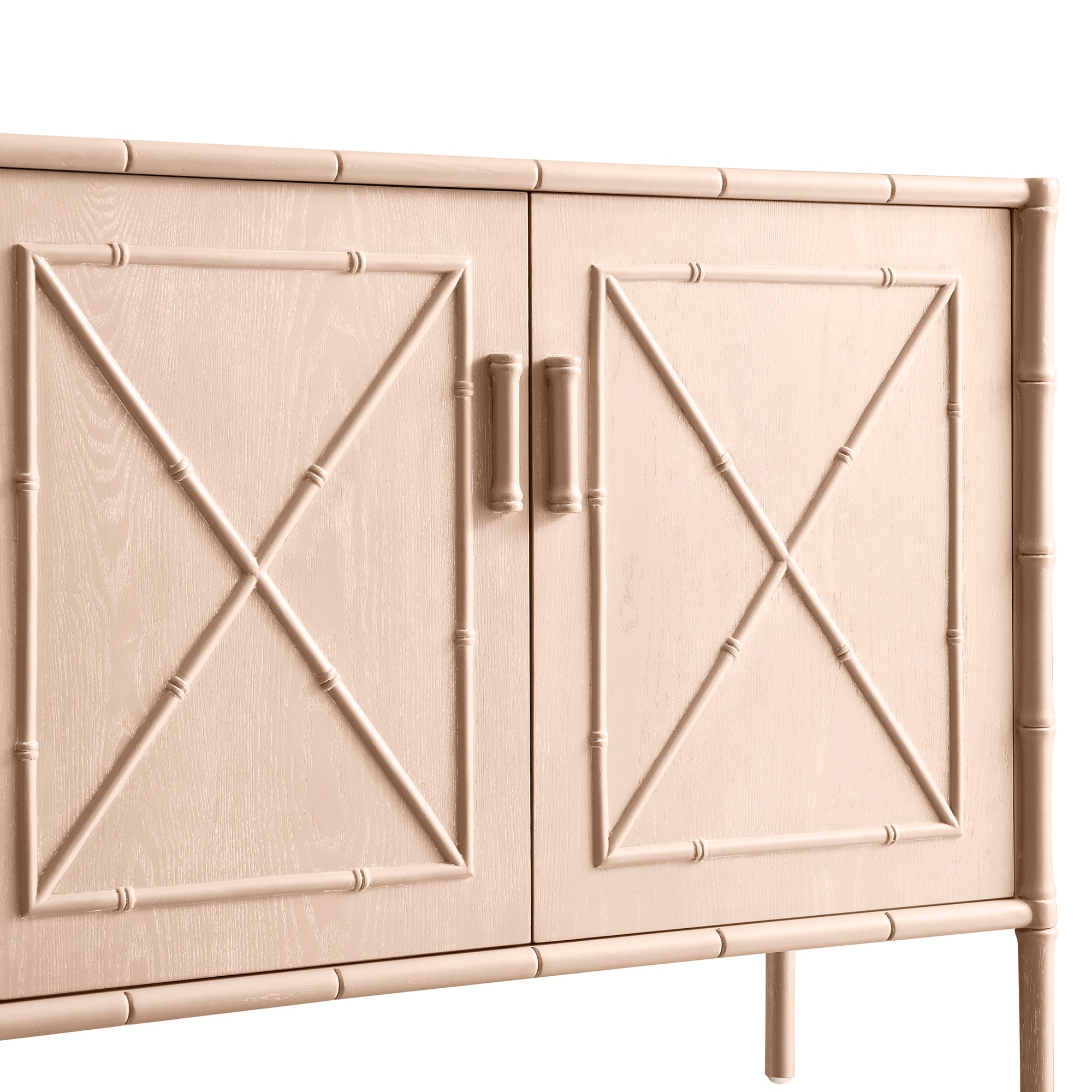 Elstowe Faux Bamboo Small Sideboard, Nude Pink