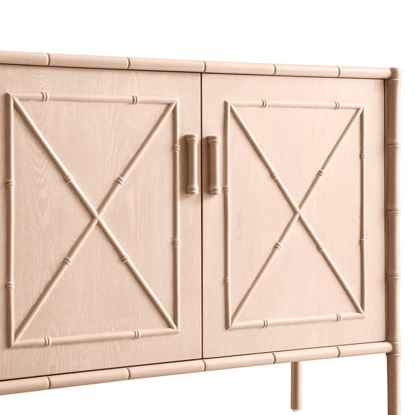 Elstowe Faux Bamboo Small Sideboard, Nude Pink