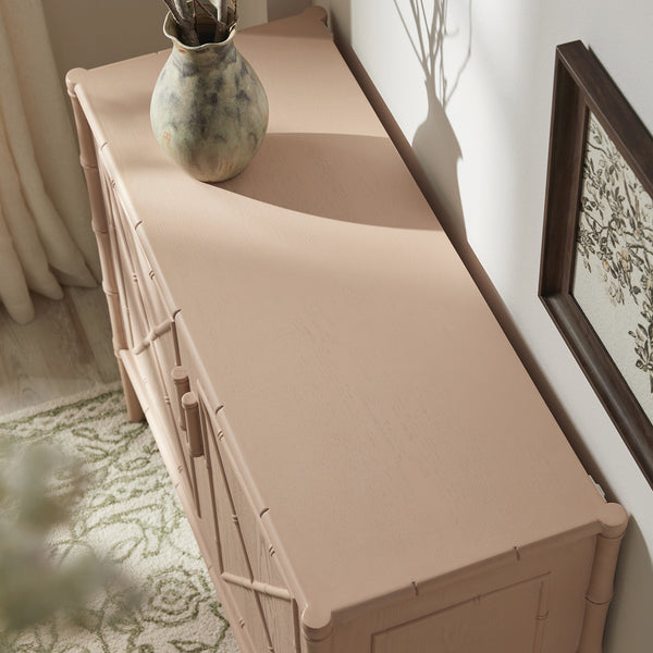 Elstowe Faux Bamboo Small Sideboard, Nude Pink
