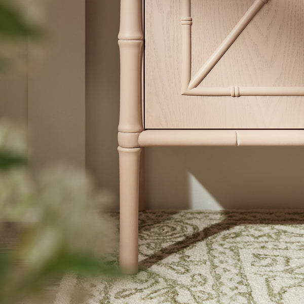 Elstowe Faux Bamboo Small Sideboard, Nude Pink