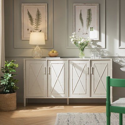 Elstowe Faux Bamboo Large Sideboard, Shaded White